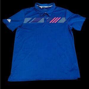 Adidas Royal Blue Polo with Pink Stripes size L